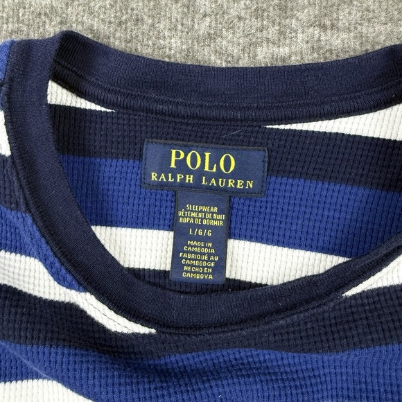 Polo Ralph Lauren Men's Striped Waffle-Knit Pajama Shirt‎ Navy/White large - Picture 3 of 8